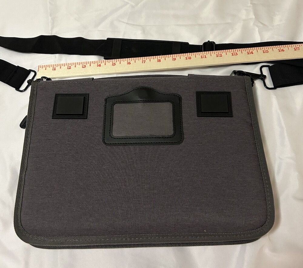 Rugged Protection Gray Nylon Shoulder Bag for 13/15in Laptop, Padded, Strap